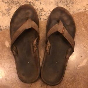 Mens Leather Rainbow Sandals Sz 10. Dark Brown